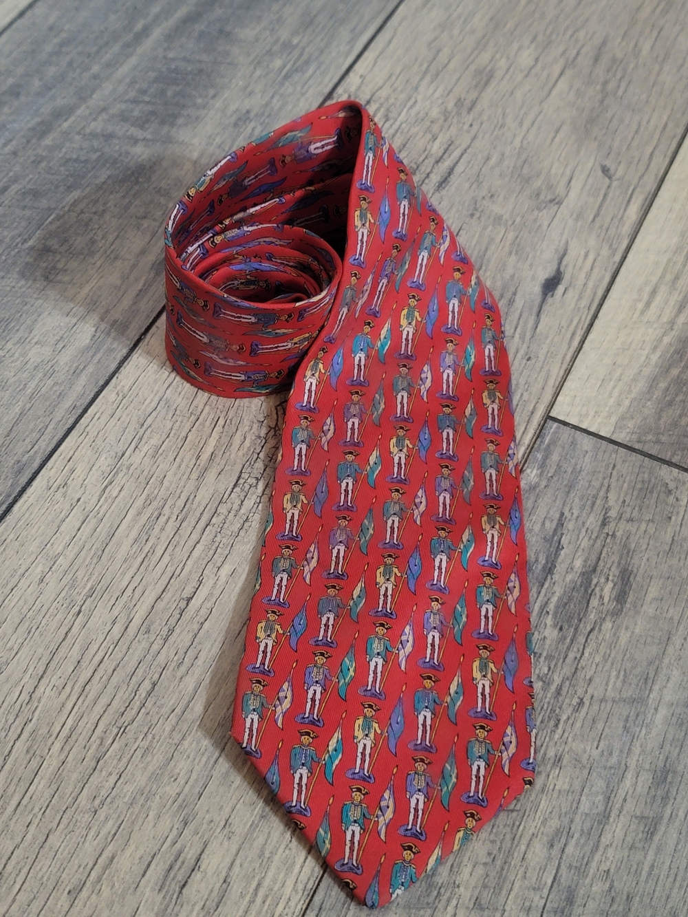 Vintage Beaufort Tie Rack with Colonial Military Pattern Handmade Italian Silk